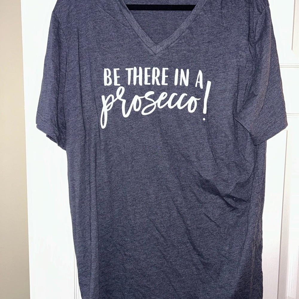 Gray V-Neck Graphic Tee